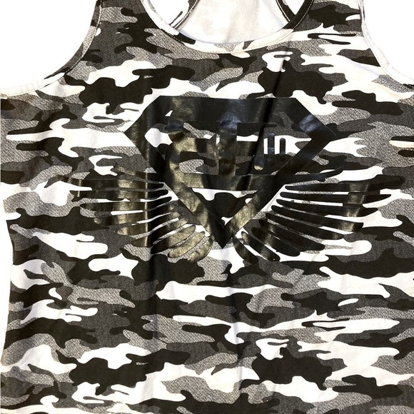 Engineered Life Black and White Camo Print Asymmetric Tank Top - Picture 2 of 4